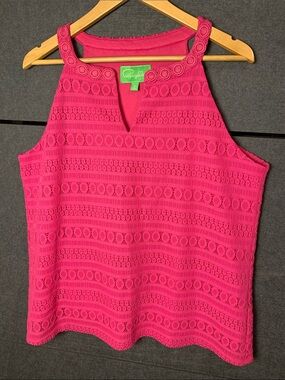 Pappagallo Hot Pink Lace Halter Tank